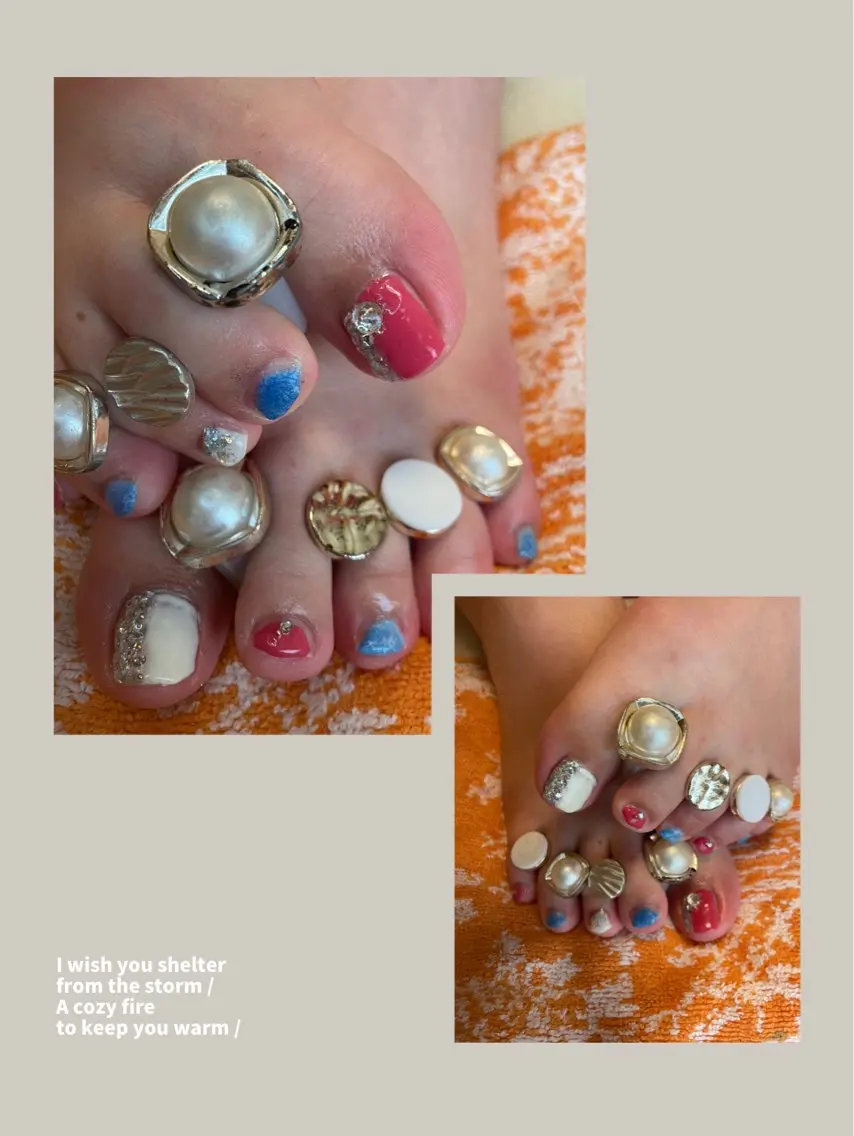 ネイル ブルー ピンク シルバー ホワイト NAIL★M 真紀のネイルデザイン