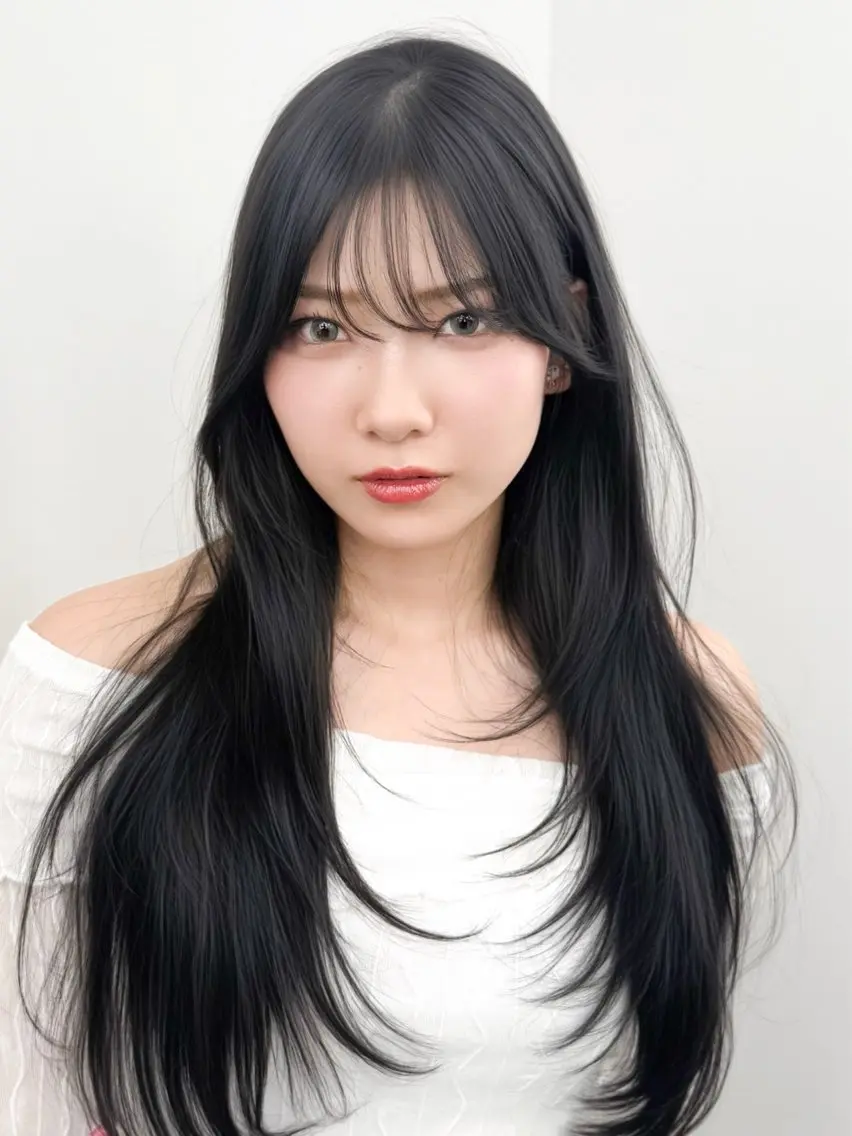 セミロング 韓国風ヘア レイヤーカット 失敗しない顔まわり× 小顔補正レイヤー難波のヘアスタイル
