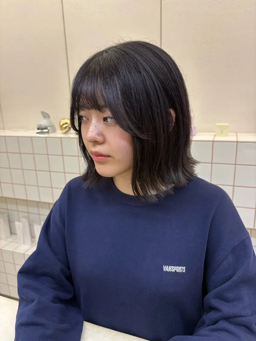 ミディアム カラー 透明感カラー ボブ 外ハネヘア カット ヘアカラー トリートメント NIKO/名古屋/ 髪質改善/艶髪のヘアスタイル