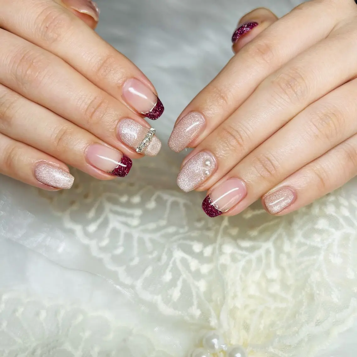 ネイル フラッシュネイル フレンチネイル マグネットネイル EMILY NAILのネイルデザイン