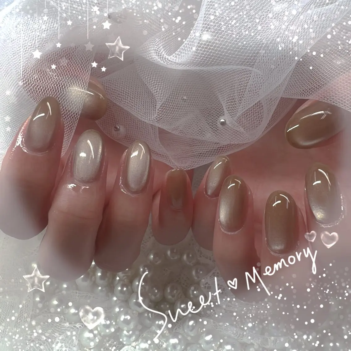 ネイル チークネイル フレンチネイル ガーリー ガラスフレンチ グラデーション Chill Nailsalonのネイルデザイン