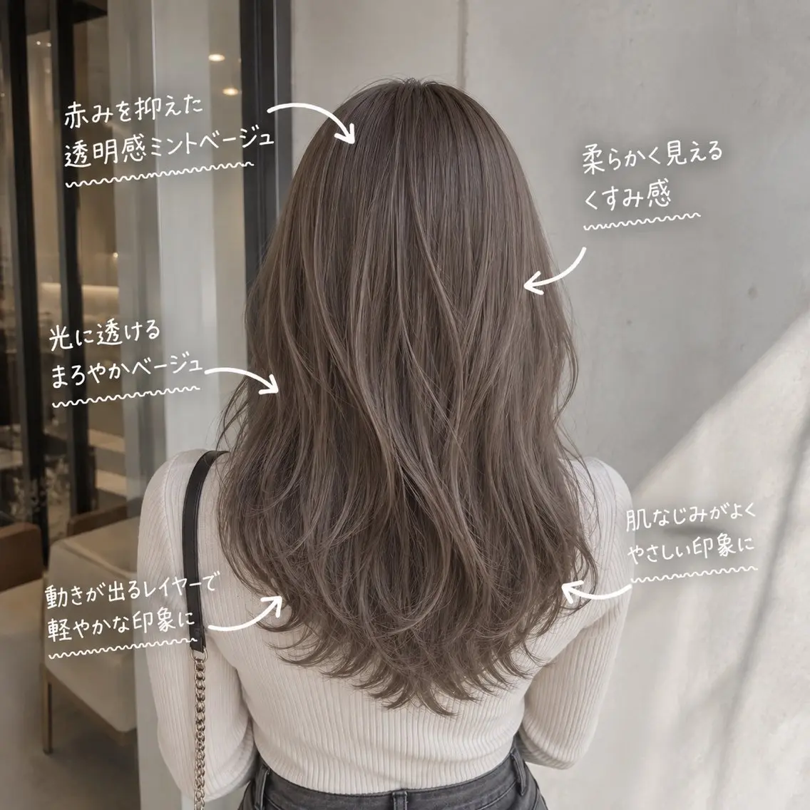 セミロング カラー カット ヘアカラー トリートメント ブリーチなしダブル 透明感/ミント/艶髪のヘアスタイル