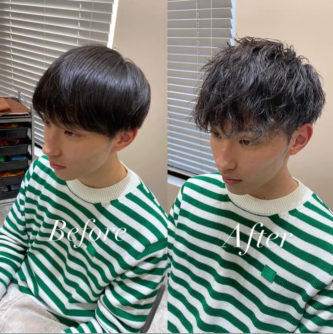 パーマ メンズ アップバング マッシュ メンズパーマ メンズツイストパーマ ツイストスパイラルパーマ 梅田中崎町メンズ 美容師ユースケのヘアスタイル