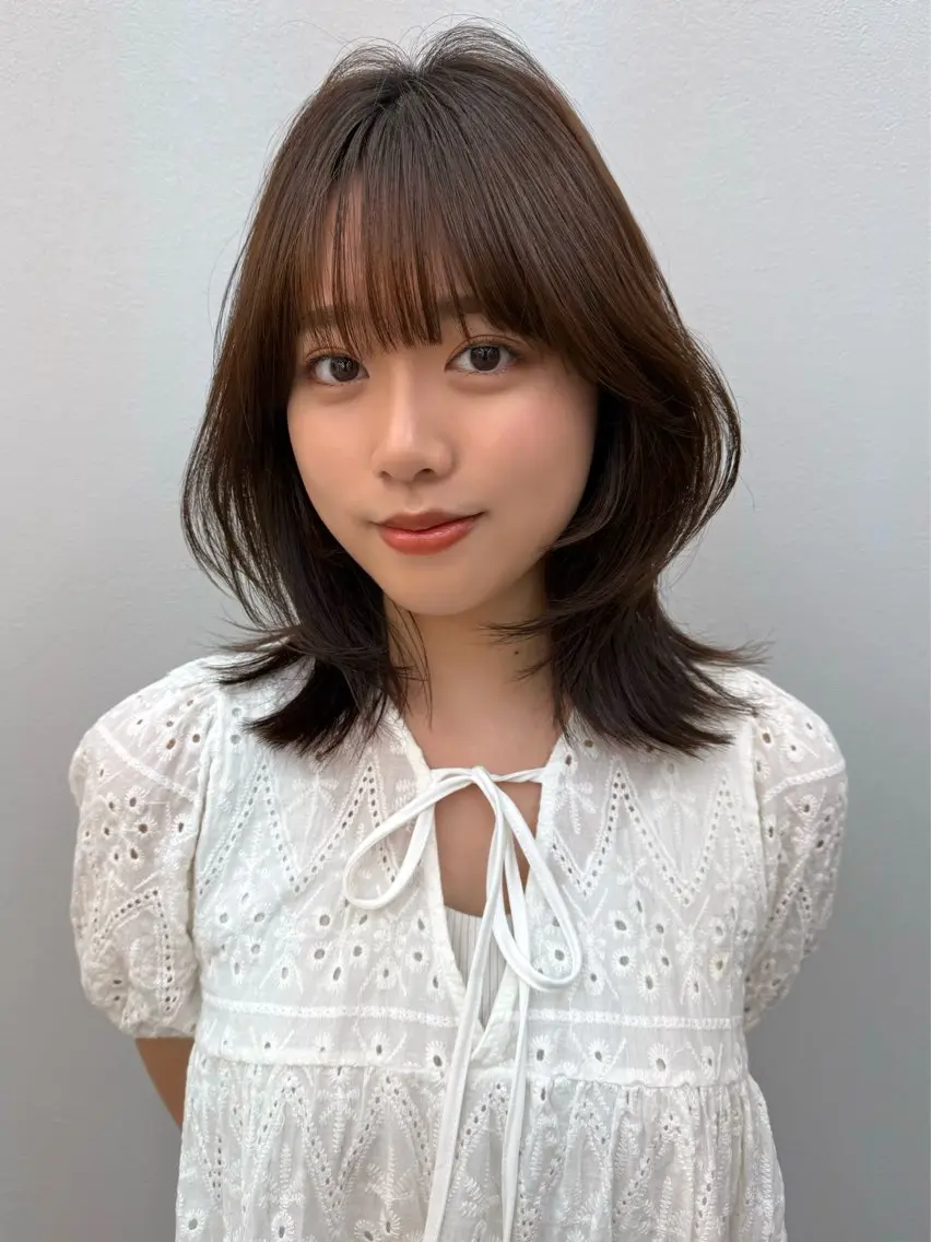 ミディアム カラー カット ヘアカラー トリートメント ✨コテ巻き風パーマ ✨川合佑哉のヘアスタイル