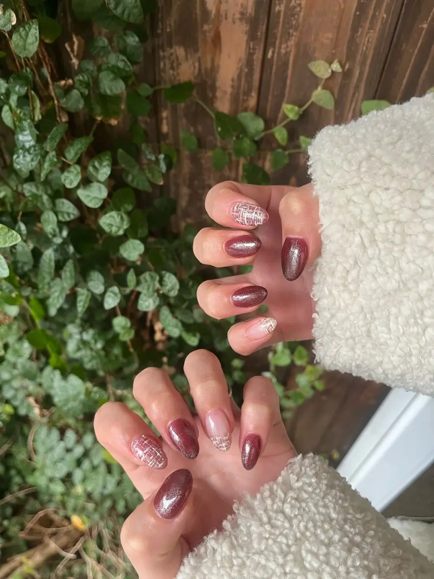 ネイル ニュアンスネイル シンプルネイル ツイードネイル SAKU nail 作島茜のネイルデザイン