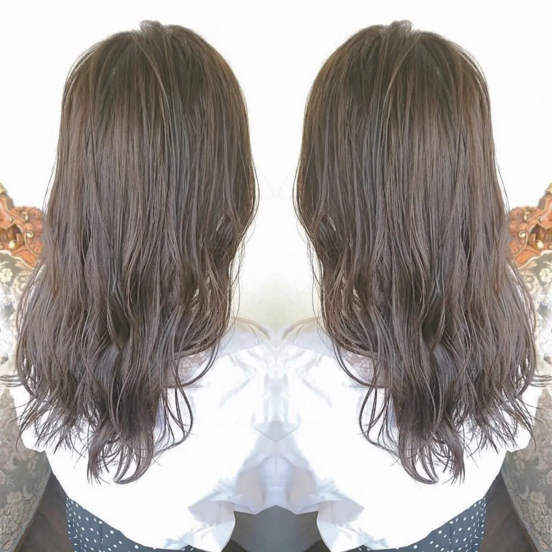 セミロング カラー パーマ ヘアアレンジ グレージュ エグチ アキラのヘアスタイル