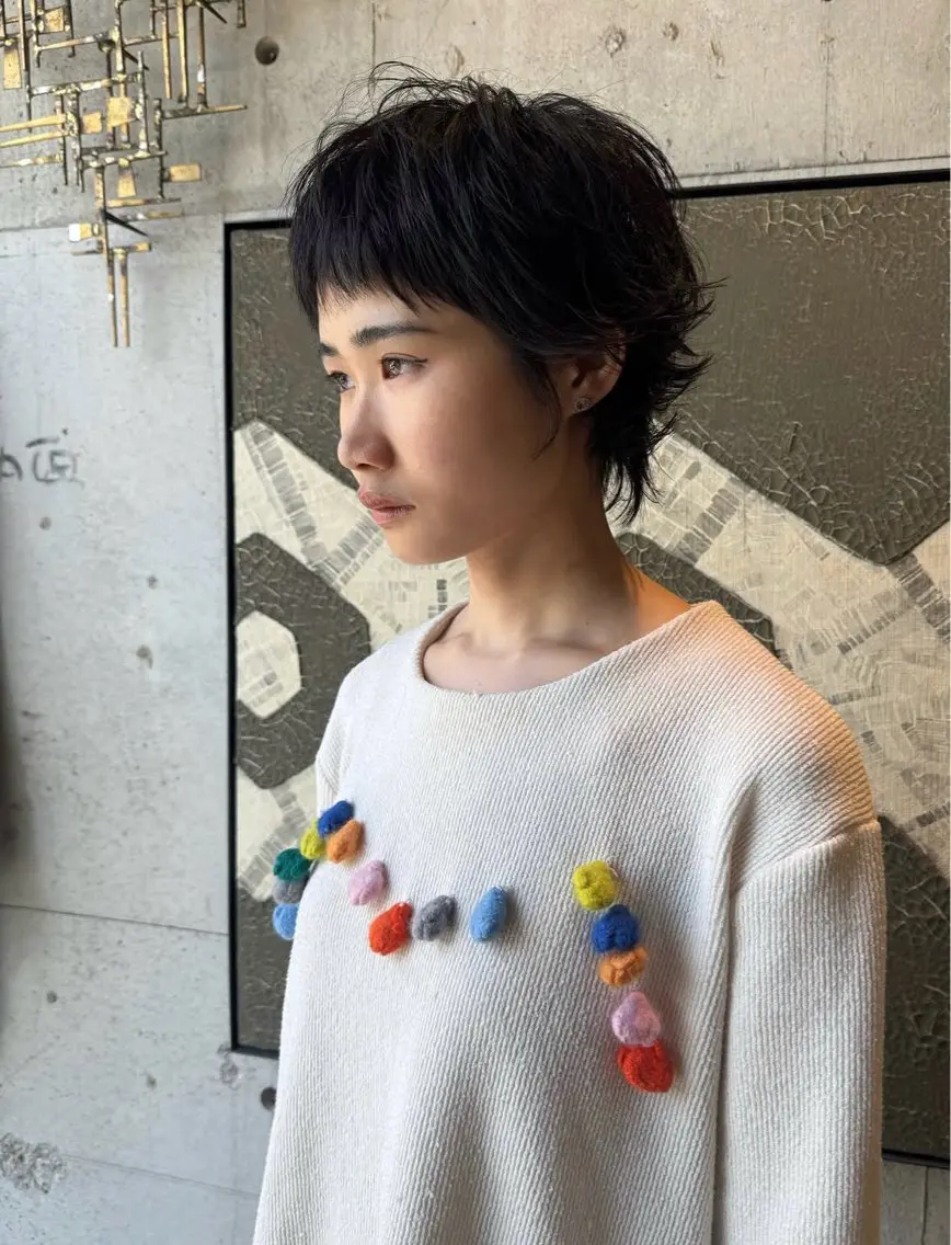 ショート カラー パーマ ボブレイヤー ボブ 顔まわりレイヤー 顔周りカット レイヤーカット カット YOKO/パーマ レイヤーカットのヘアスタイル