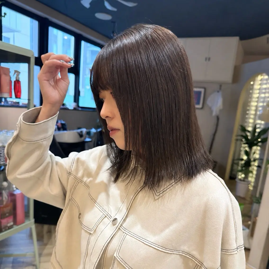 ミディアム ボブ 顔周りカット 韓国風ヘア レイヤーカット わたる /カットモデル募集のヘアスタイル