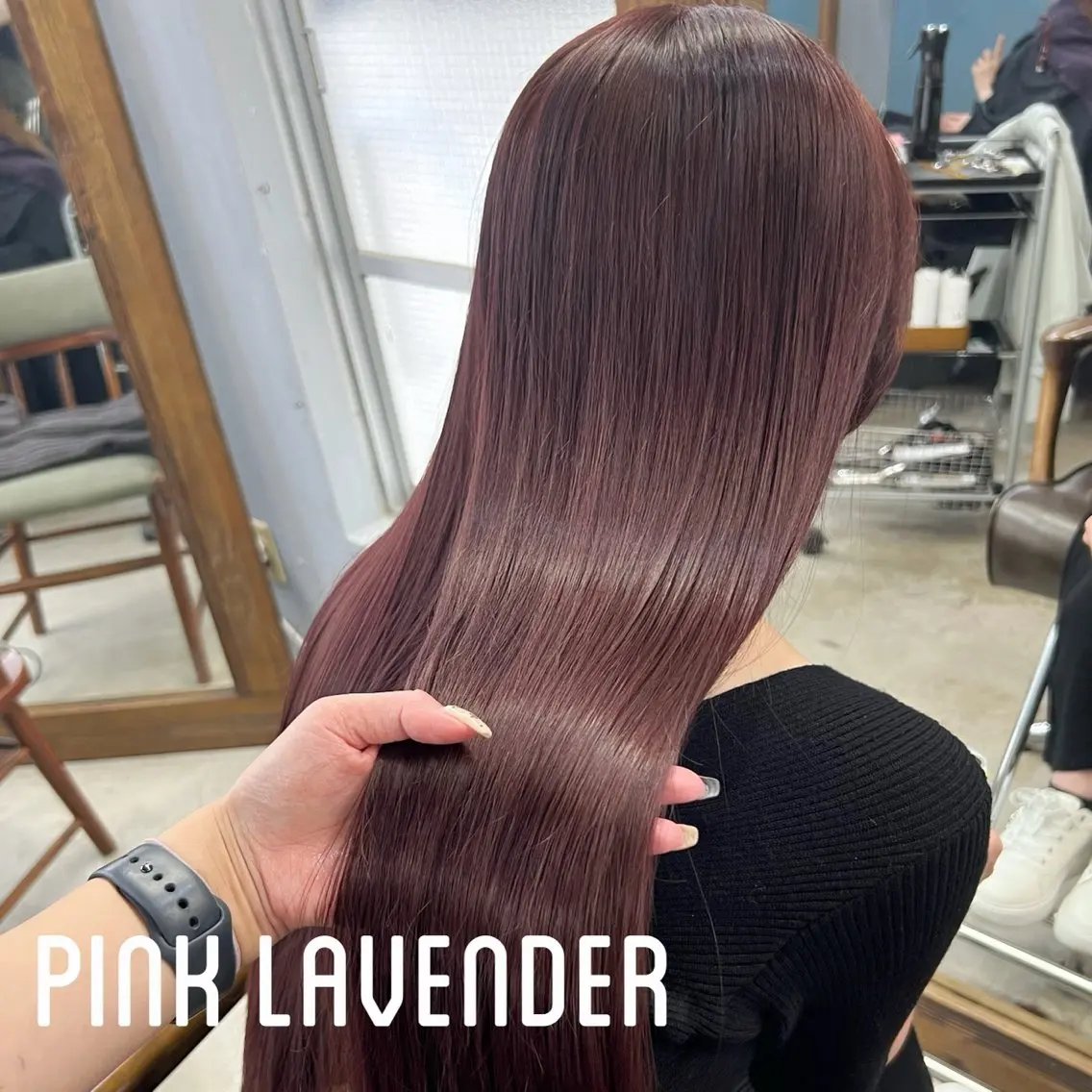 ロング カラー ラベンダーカラー ピンクカラー ピンクラベンダー カット ヘアカラー トリートメント ニュアンスカラー YUKAのヘアスタイル