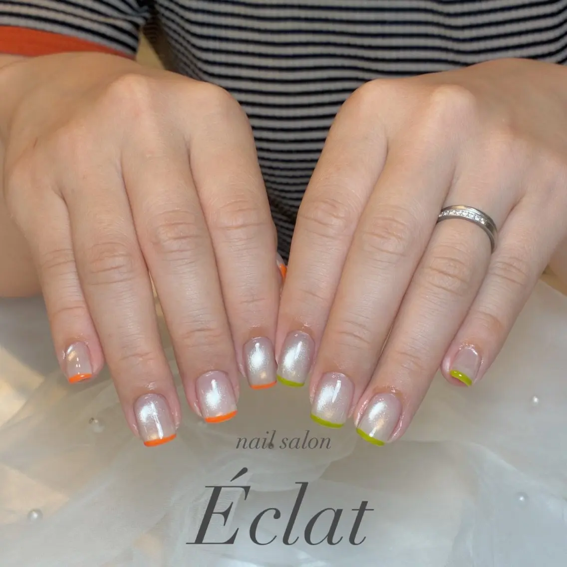 ネイル フレンチネイル マグネットネイル ハンドネイル nail salon Éclatのネイルデザイン