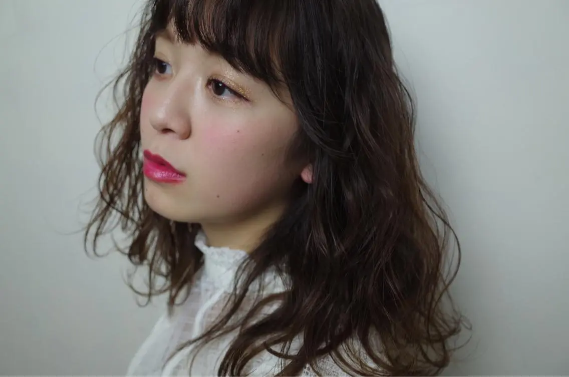セミロング カラー パーマ ヘアアレンジ 川上 智汐のヘアスタイル