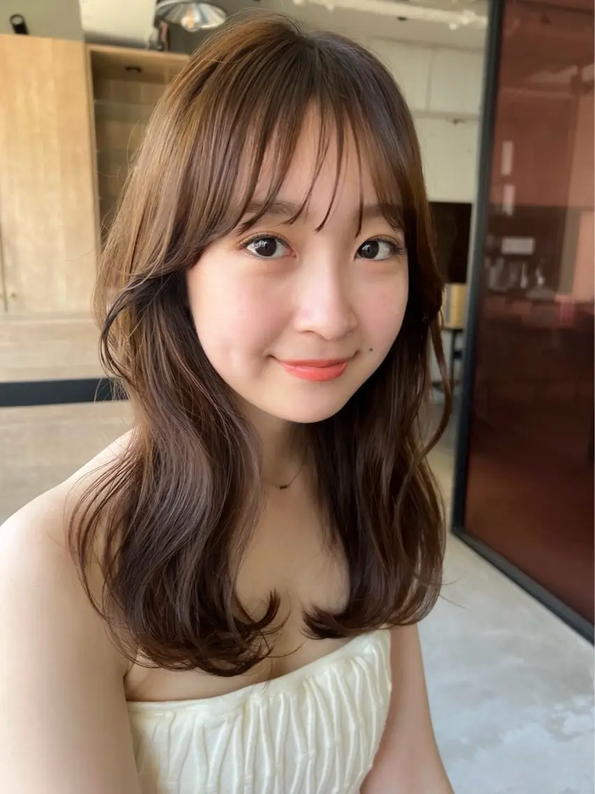ミディアム シースルーバング カット ヘアカラー トリートメント 透明感color🍃 Kurumiのその他イメージ