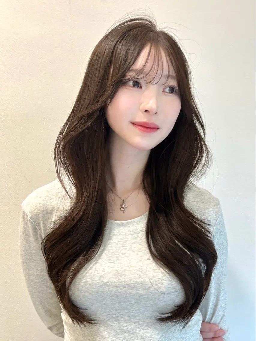 ロング カット ヘアカラー ヘアセット 🤍韓国ヘア特化 🤍力丸🤍のヘアスタイル