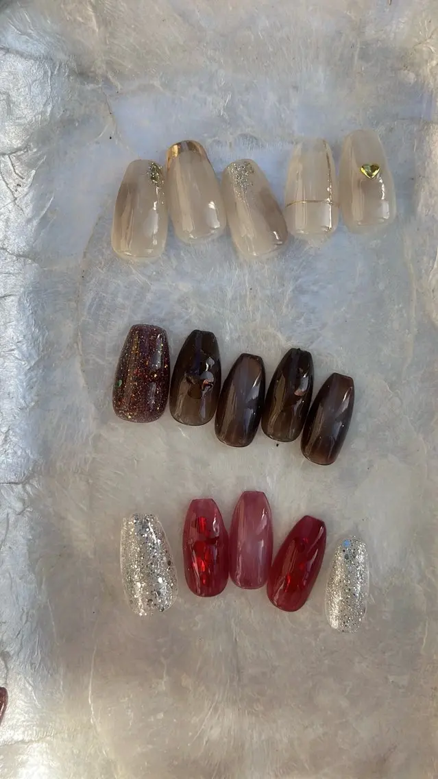 ネイル フラッシュネイル マグネットネイル ニュアンスネイル シンプルネイル バレンタイン SAKU nail 作島茜のネイルデザイン