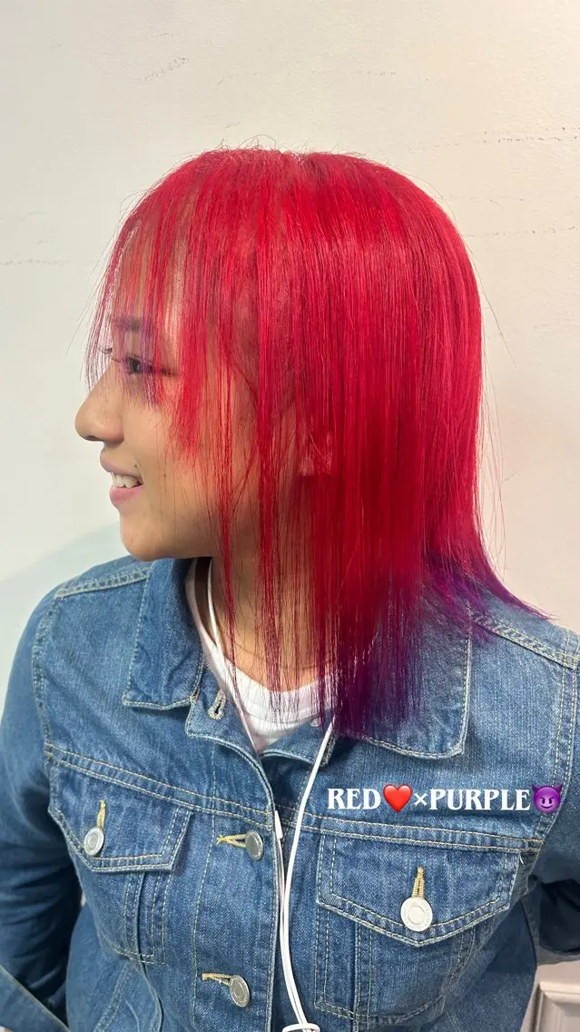 ミディアム カラー ヘアカラー デザインカラー🌈 メイク💄ヒカリ🌟のヘアスタイル