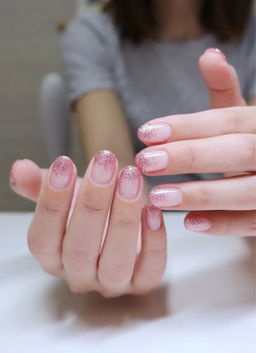 ネイル グラデーション キラキラネイル ラメ(グリッター) ラメグラデーション ニュアンスネイル ハンドネイル Baku Nailsのネイルデザイン