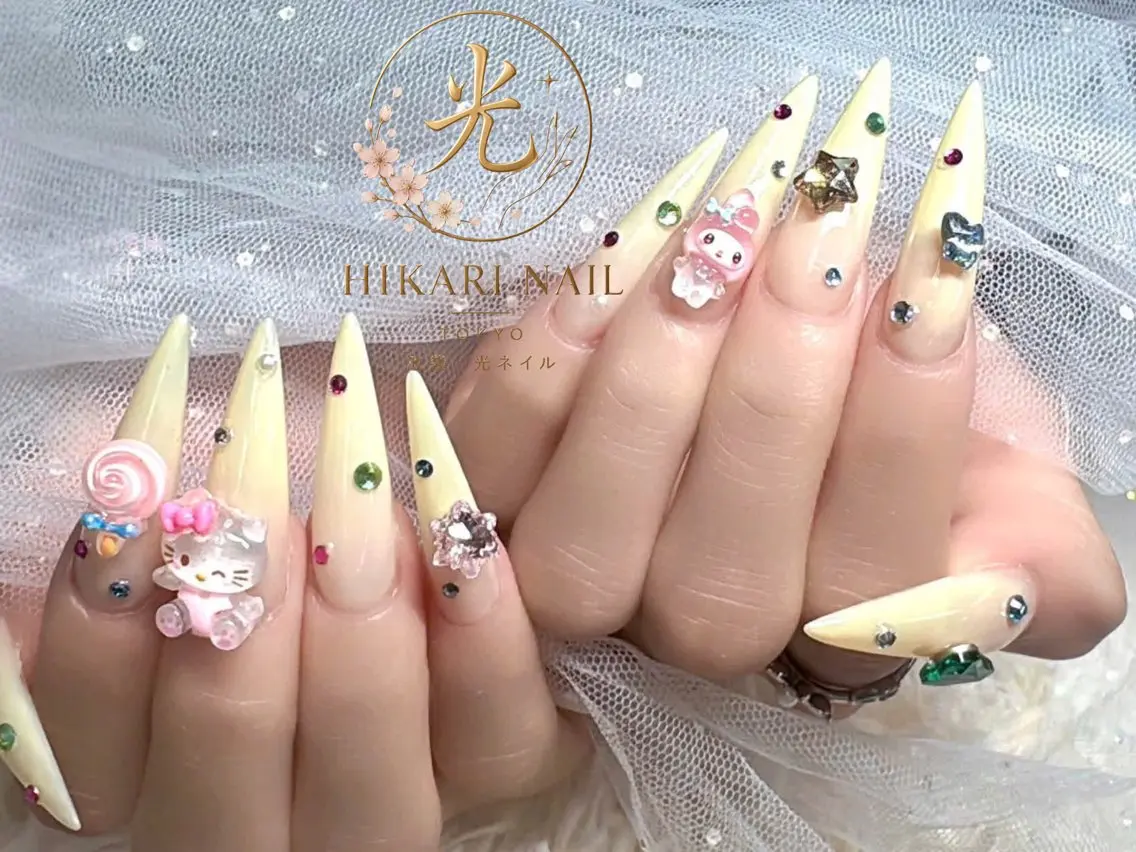 ネイル チークネイル 長さ出し フレンチネイル ガーリー ハロウィン ハンドネイル HikariNail Ikebukuroのネイルデザイン