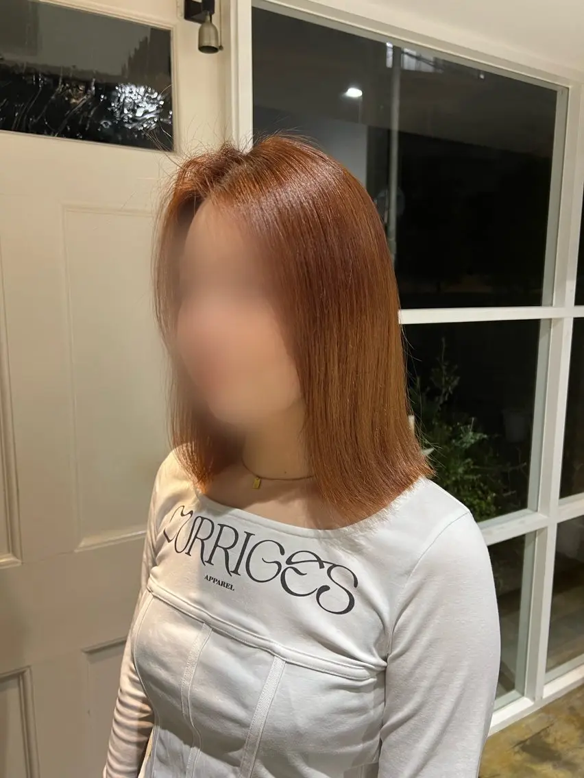 カラー オレンジ カットモデル 花穂のヘアスタイル