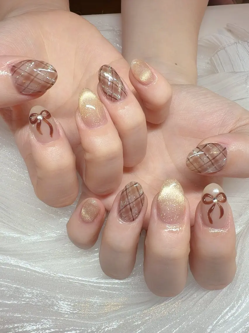 ネイル アートネイル ブラウン 持ち込み ハンドネイル teddybear nailsのネイルデザイン
