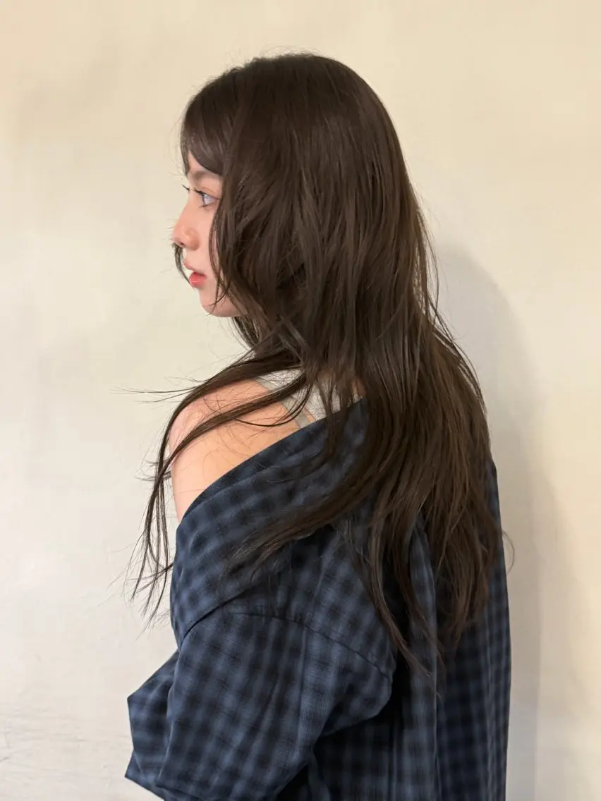 ロング カラー ミント 韓国レイヤー　 suzuのヘアスタイル