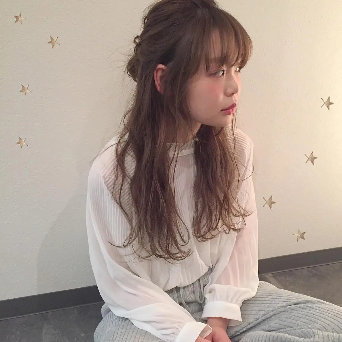 ロング ヘアアレンジ ハーフアップ 市川 千夏のヘアスタイル