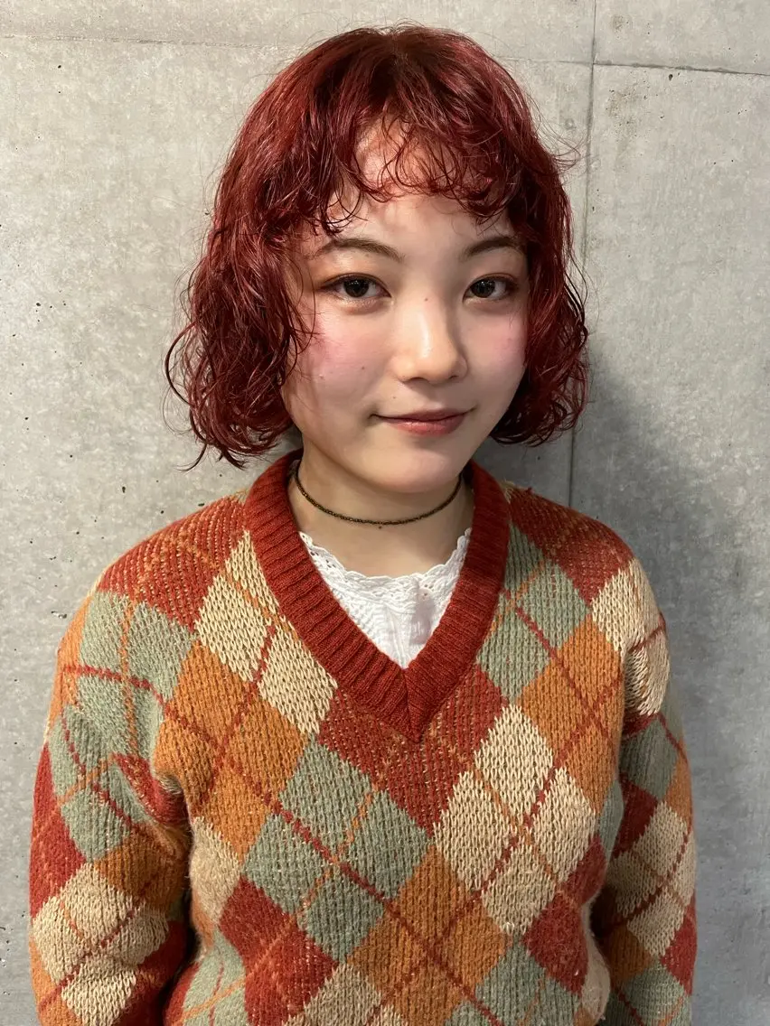 ショート カラー パーマ 無料カット/ 癖毛風パーマ/凜のヘアスタイル