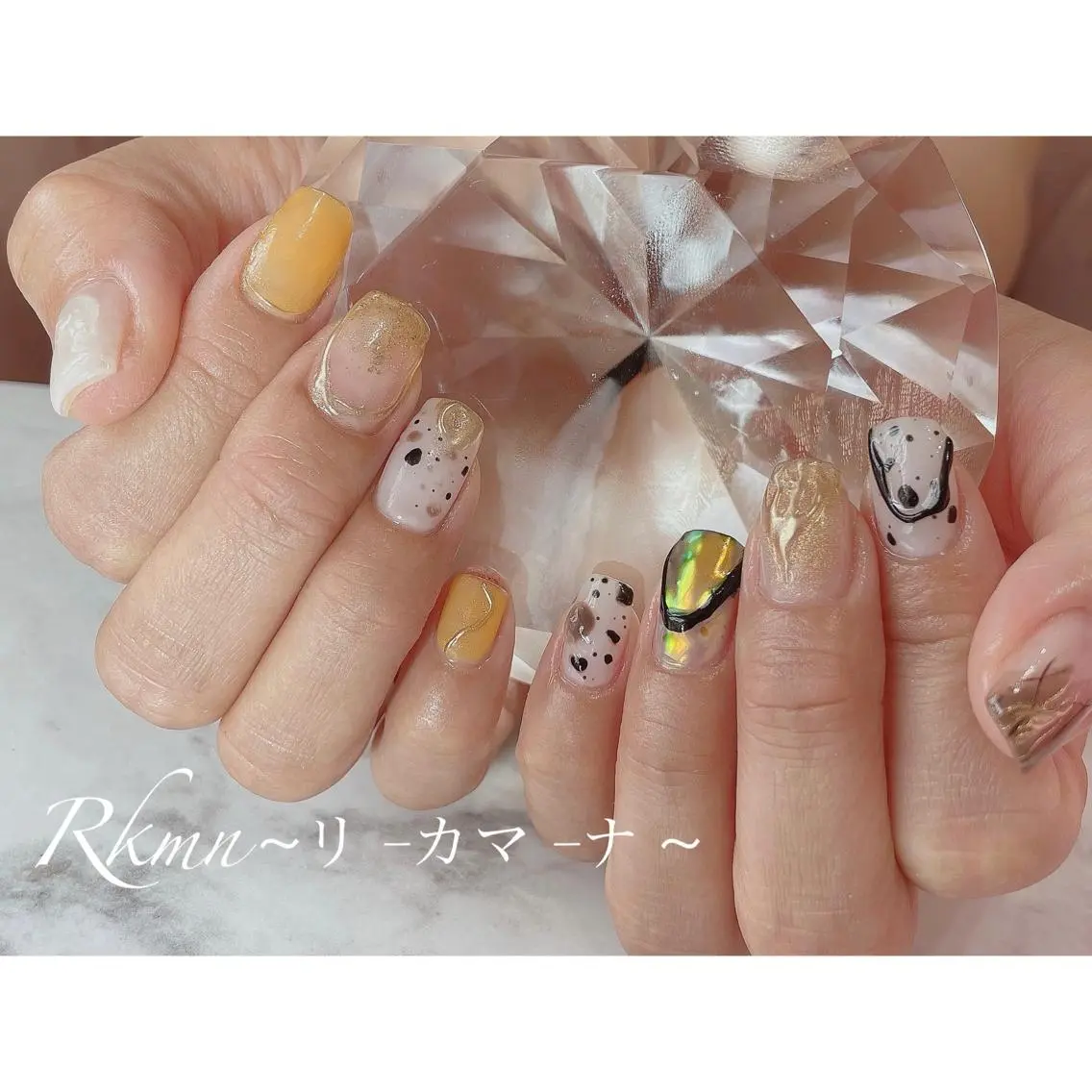 ネイル アートネイル ニュアンスネイル 春ネイル スクエアネイル ハンドネイル フットネイル ハンドケア Rkmn ~リ-カマ-ナ~のネイルデザイン