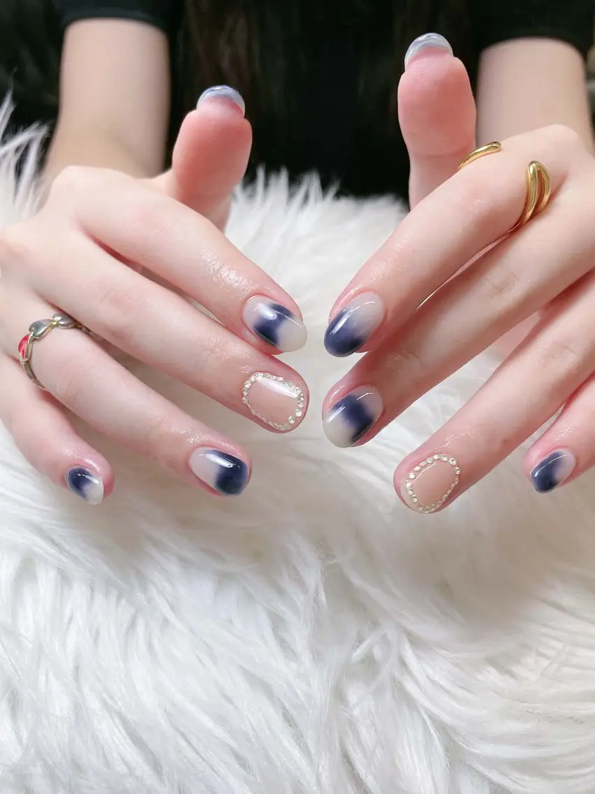 ネイル 長さ出し フレンチネイル グラデーション 韓国ネイル マグネットネイル ハンドネイル Lannie nailのネイルデザイン