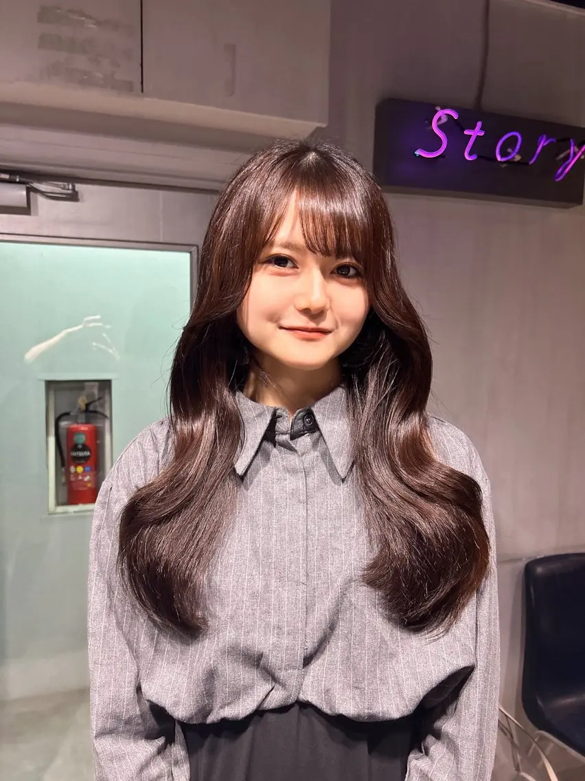 ロング 韓国風カラー 韓国風ヘア レイヤーカット ワンホンレイヤー MEI🎀レイヤー 🎀韓国styleのヘアスタイル