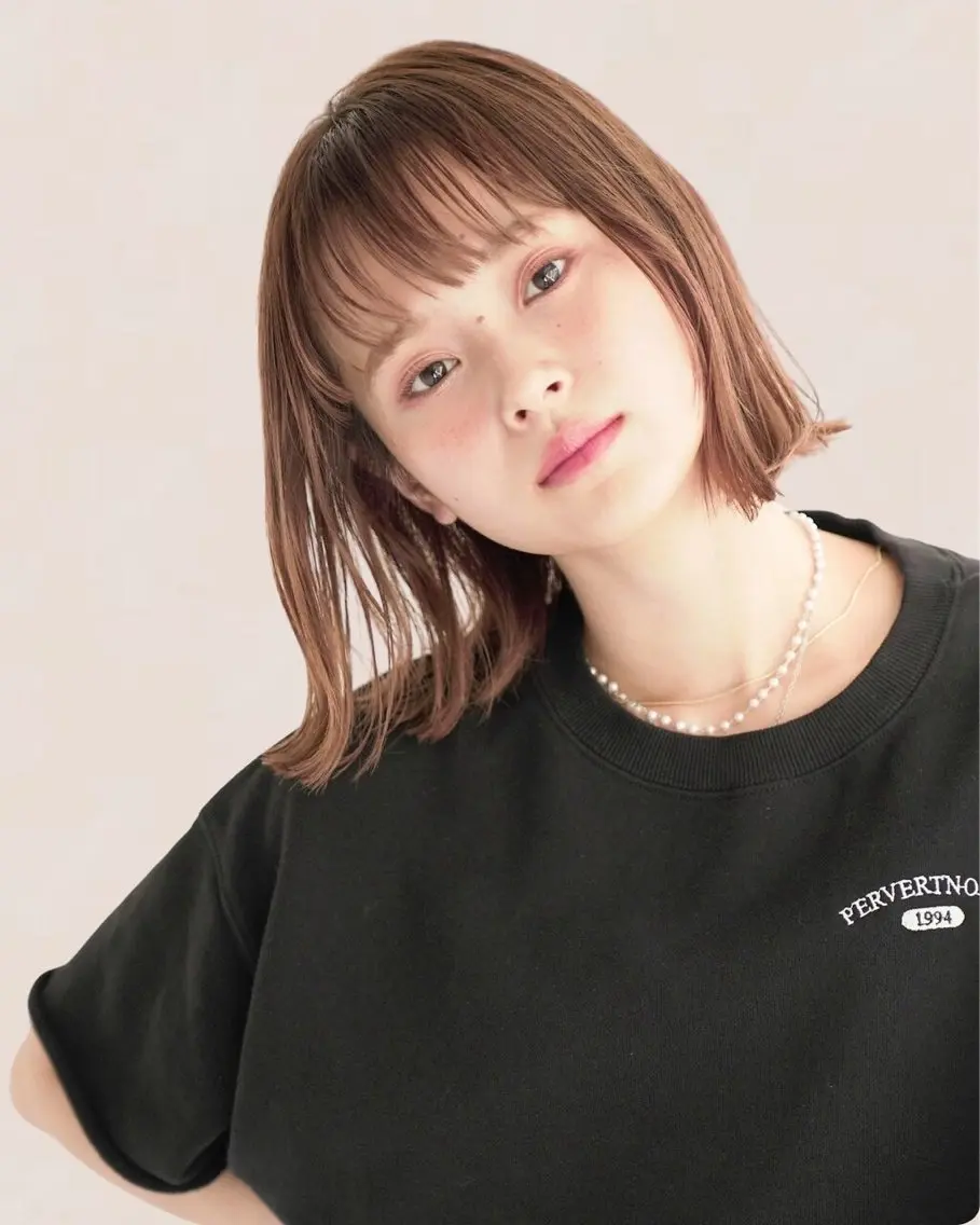 ミディアム ヘアカラー トリートメント ✨ブリーチなし× 髪質改善⚡新宿駅近のヘアスタイル