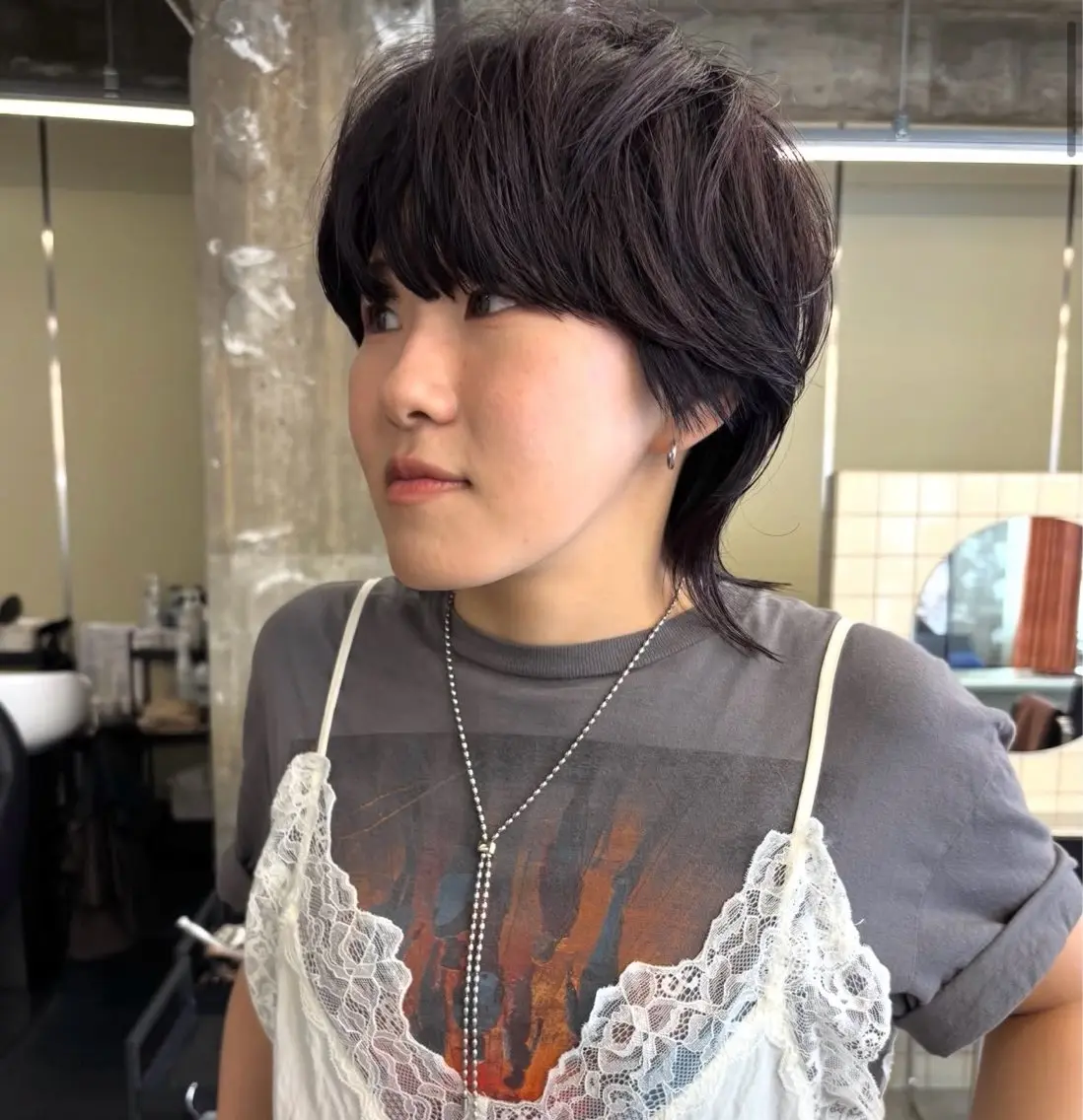 ミディアム カラー パーマ ヘアアレンジ メンズ キッズ カット ヘアカラー トリートメント デザインパーマ メンズカット 郁美のヘアスタイル