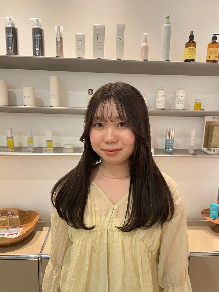 ロング カラー ブラウンカラー オリーブブラウン HITOMI 福岡パーマのヘアスタイル