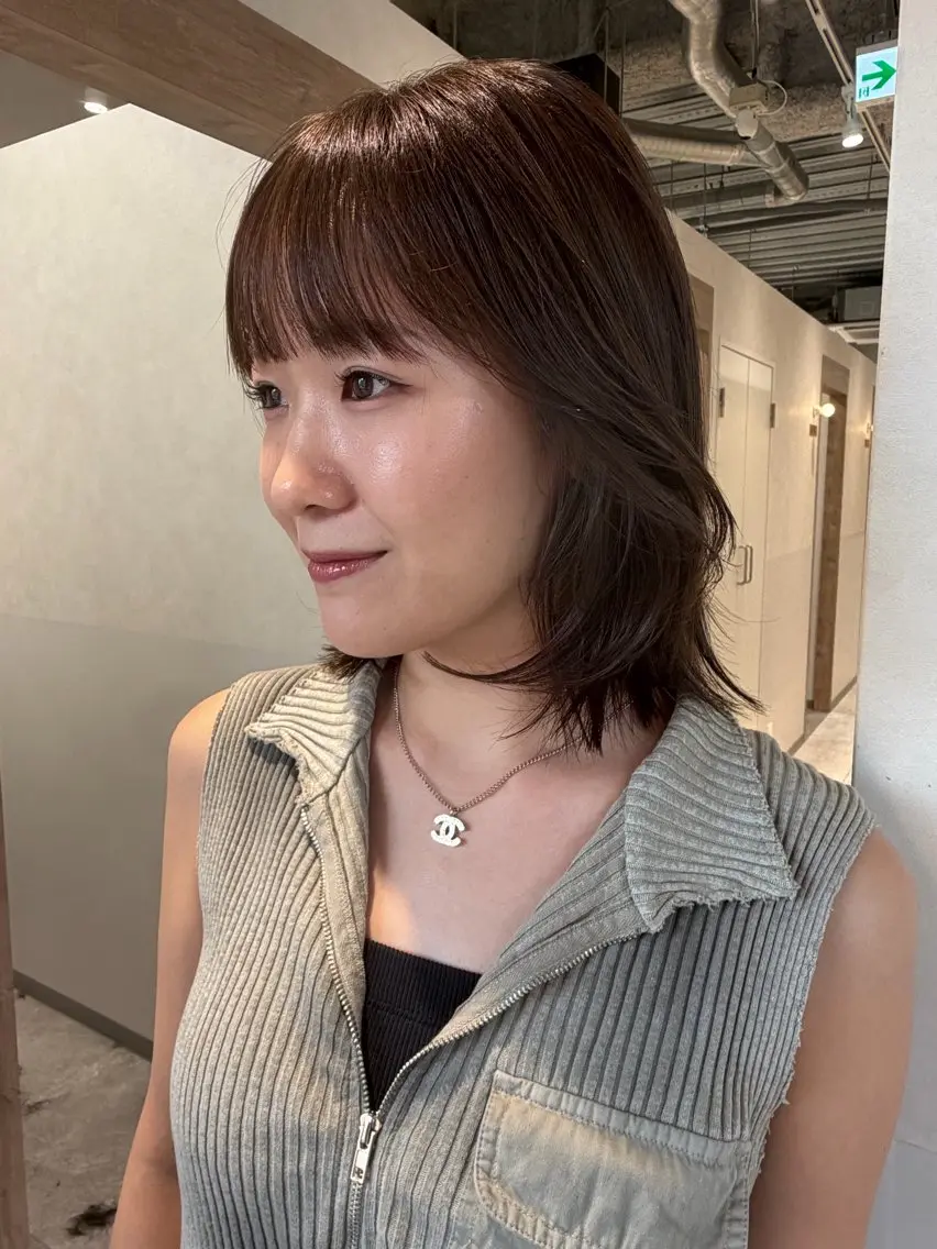 ミディアム カラー カット ヘアカラー トリートメント 砂原 ひよりのヘアスタイル
