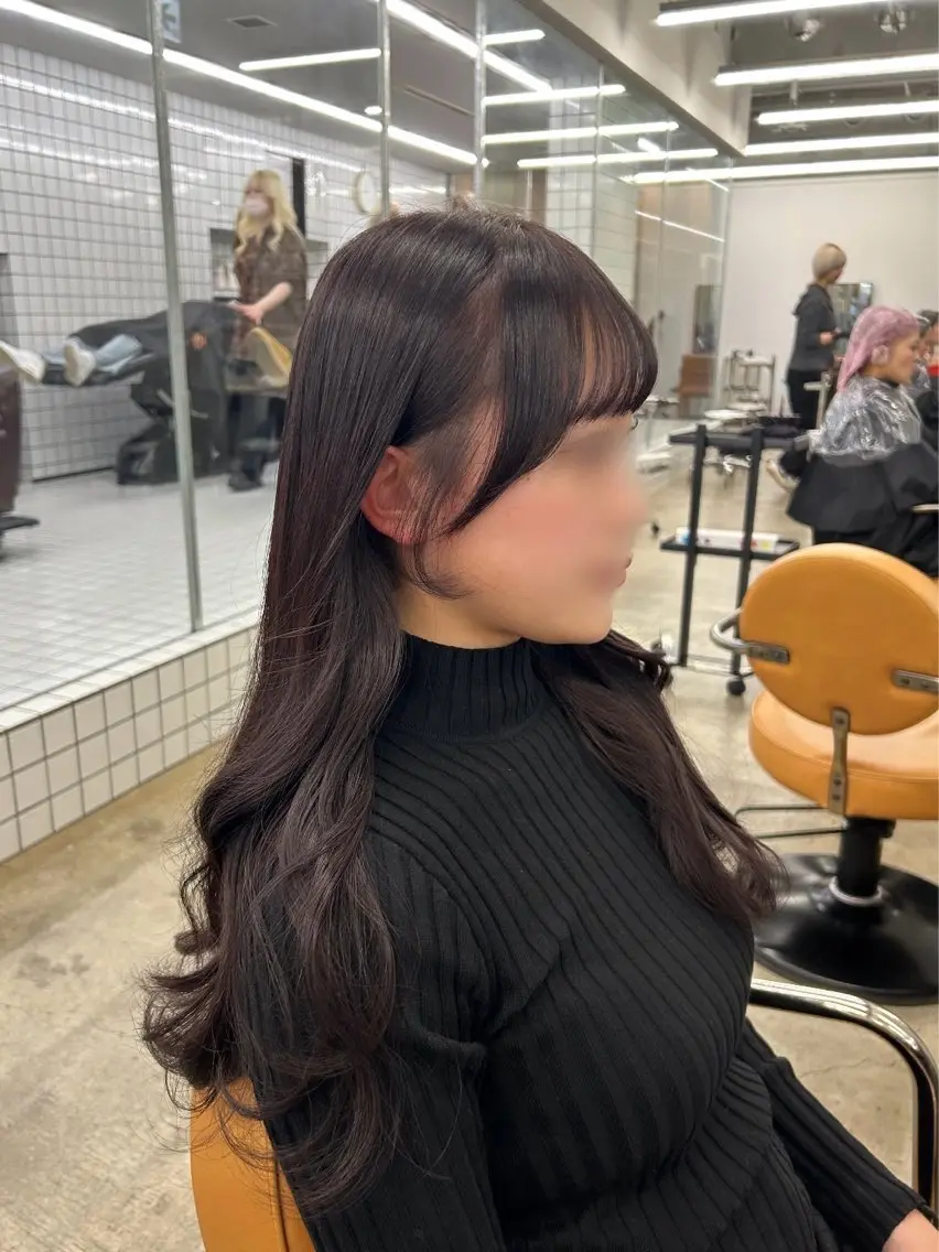 ロング カラー カット ヘアカラー トリートメント 🌷ラベンダーピンク 顔まわり🌷ねいろのヘアスタイル
