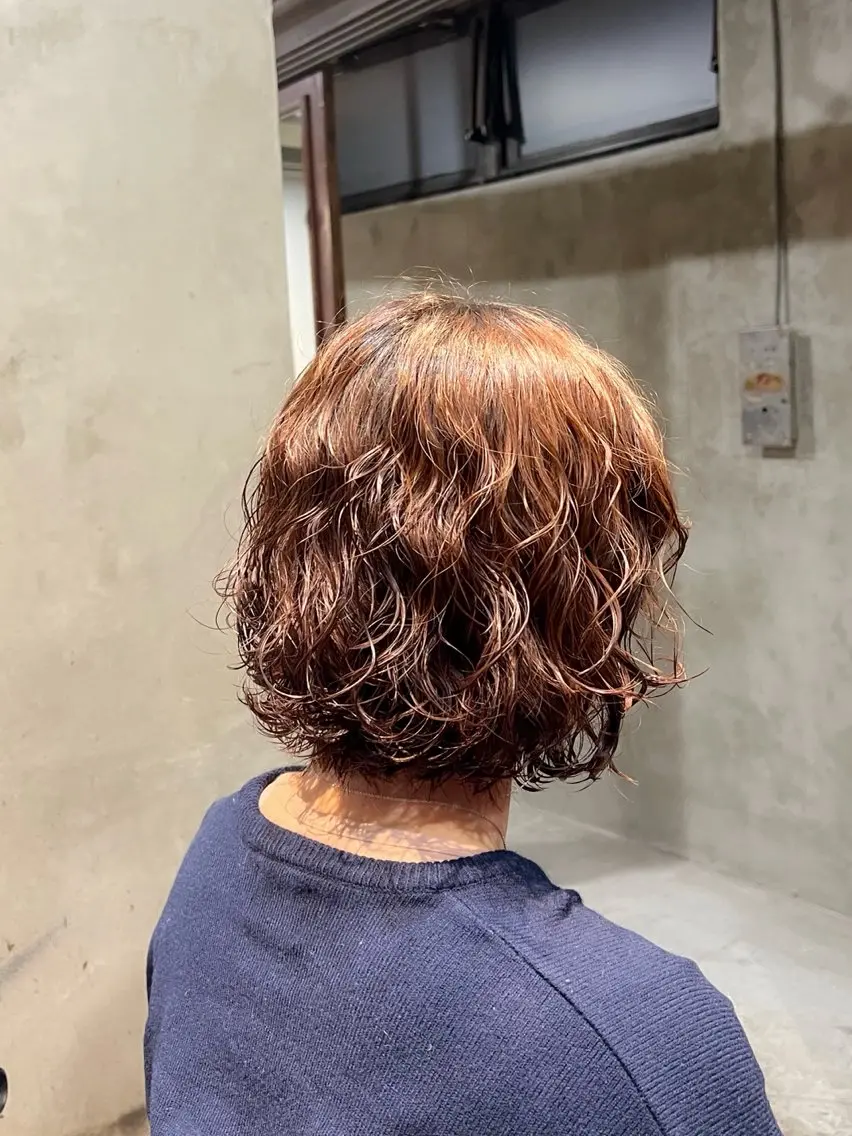 セミロング カラー パーマ ヘアアレンジ ショートボブ セミロングパーマ ボブ くせ毛 レイヤーカット カット パーマ トリートメント レイヤー/艶髪矯正 🪐takushiのヘアスタイル