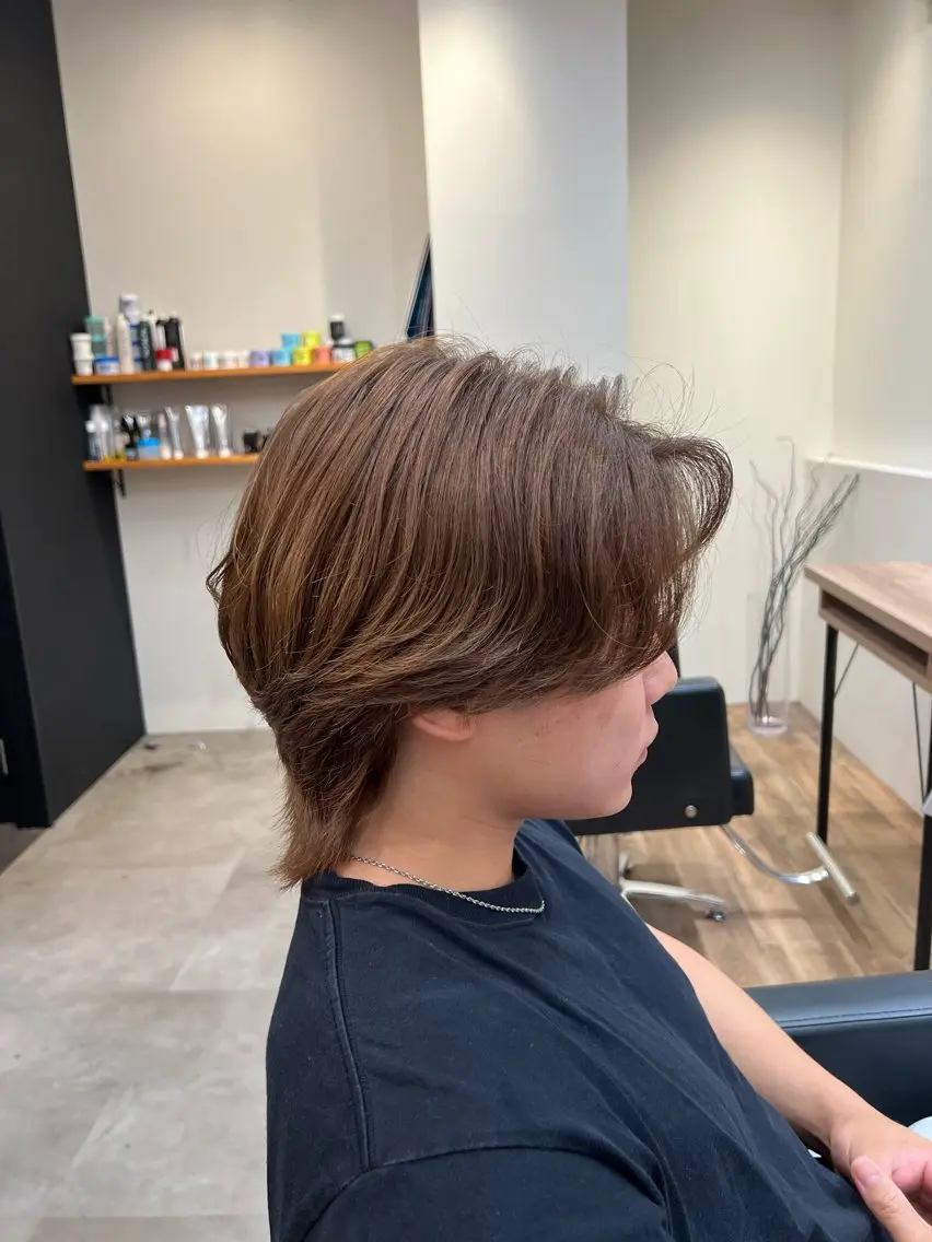 カラー メンズ メンズウルフカット ブラウンカラー ウルフカット 川島豪瑠 /メンズカット特化のヘアスタイル