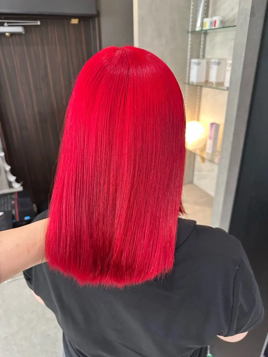 ミディアム カラー ブリーチ ケアブリーチ 透明感カラー ハイトーンカラー オレンジ ヘアカラー トリートメント 天神暖色カラー レイヤー・髪質改善のヘアスタイル