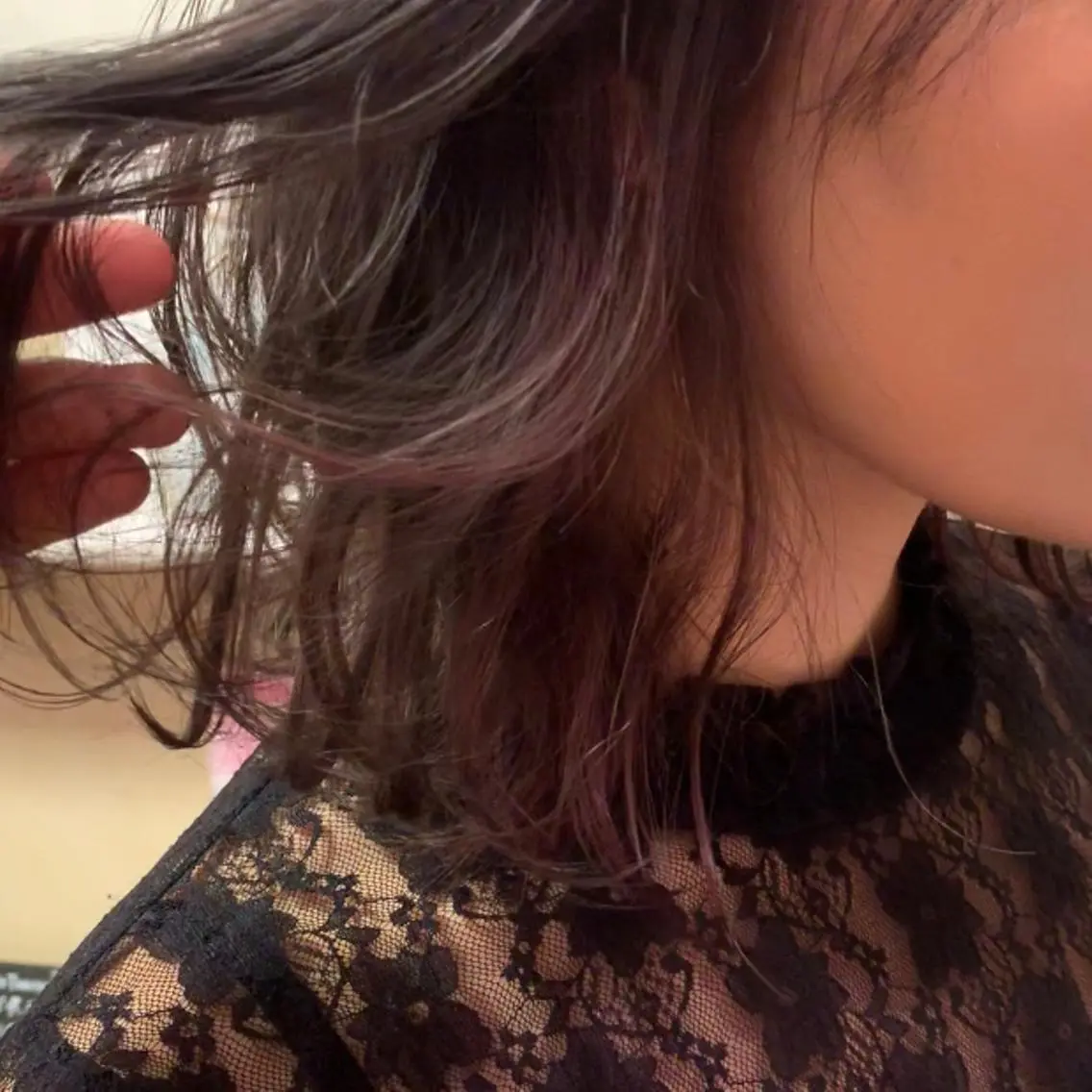 ミディアム カラー ヘアアレンジ グレージュ ハイライトカラー インナーカラー ラベンダーカラー ラベンダーピンク 髪質改善 縮毛矯正/ レイヤー/銀座/本木のヘアスタイル
