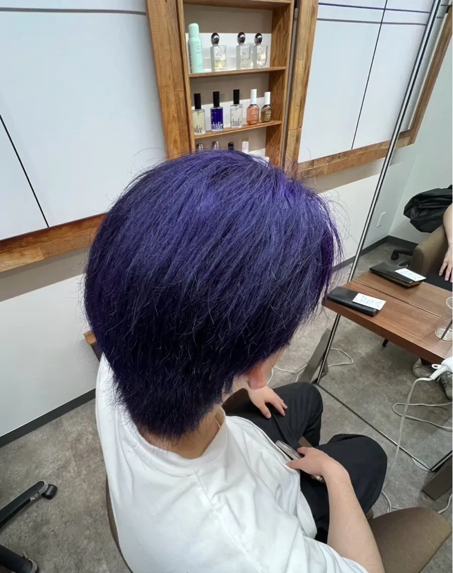 ショート カラー メンズ メンズブリーチ ブリーチ 透明感カラー パープルカラー バイオレットカラー ❄️透明感カラー / ハイトーン❄️WAOのヘアスタイル