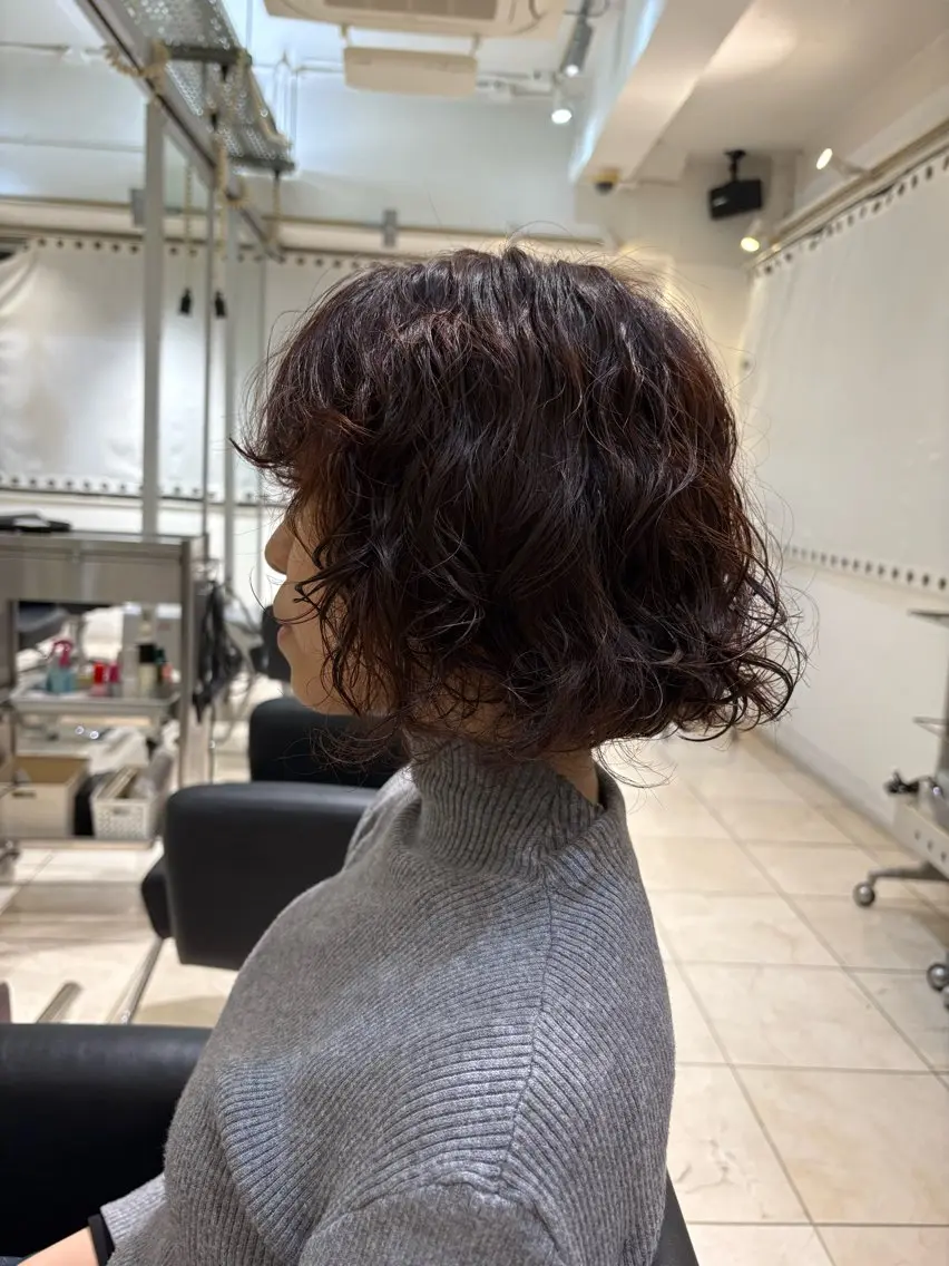 ミディアム ミディアムパーマ ボブ ショートカット/ カラーARAI🫧のヘアスタイル