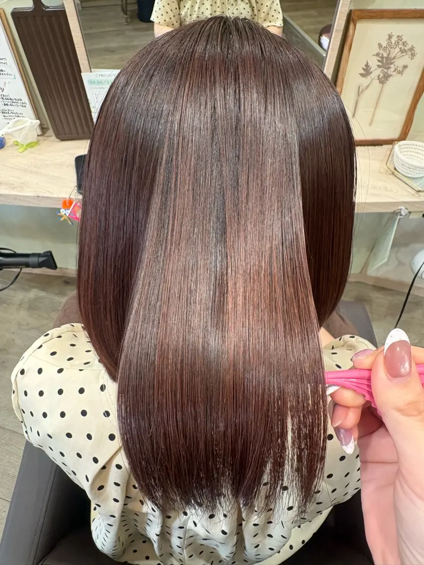 ミディアム カラー くせ毛 髪質改善 🤍ちなつ /髪質改善ヘアエステのヘアスタイル