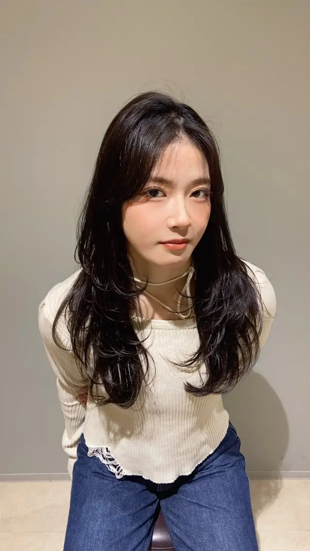 ロング レイヤーカット 森田 葵葉のヘアスタイル