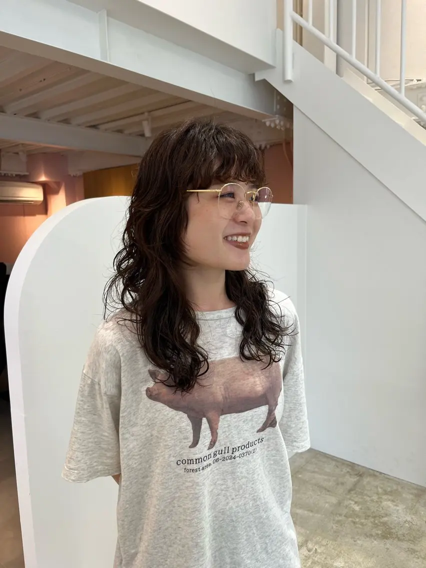 ミディアム パーマ ミディアムパーマ パーマ 高山 桃子のヘアスタイル