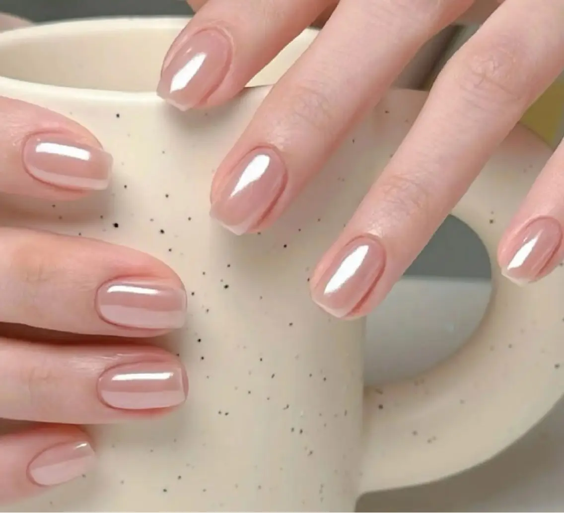 ネイル アートネイル オーロラネイル チークネイル フレンチネイル ガラスフレンチ ハンドネイル 🎀🎀YooLi Nail Salonのネイルデザイン