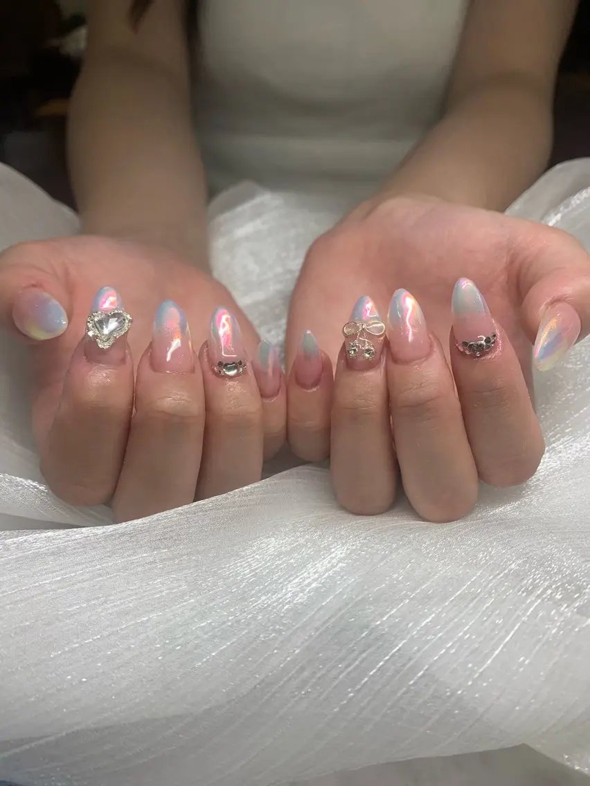 ネイル フレンチネイル ジェルネイル 韓国ネイル マグネットネイル マグネットフレンチ akina nailsのネイルデザイン