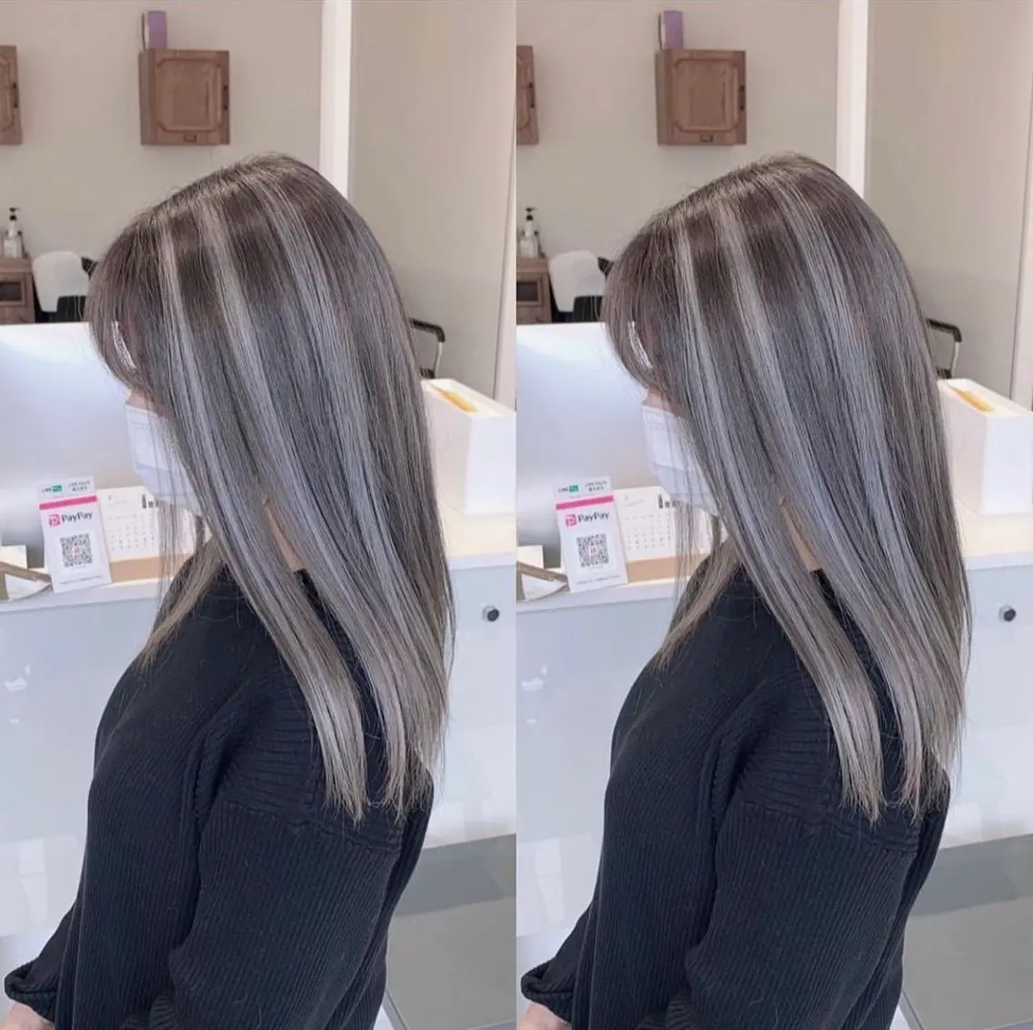 ロング カラー ブリーチ ケアブリーチ ヘアカラー 福西 洋斗のヘアスタイル