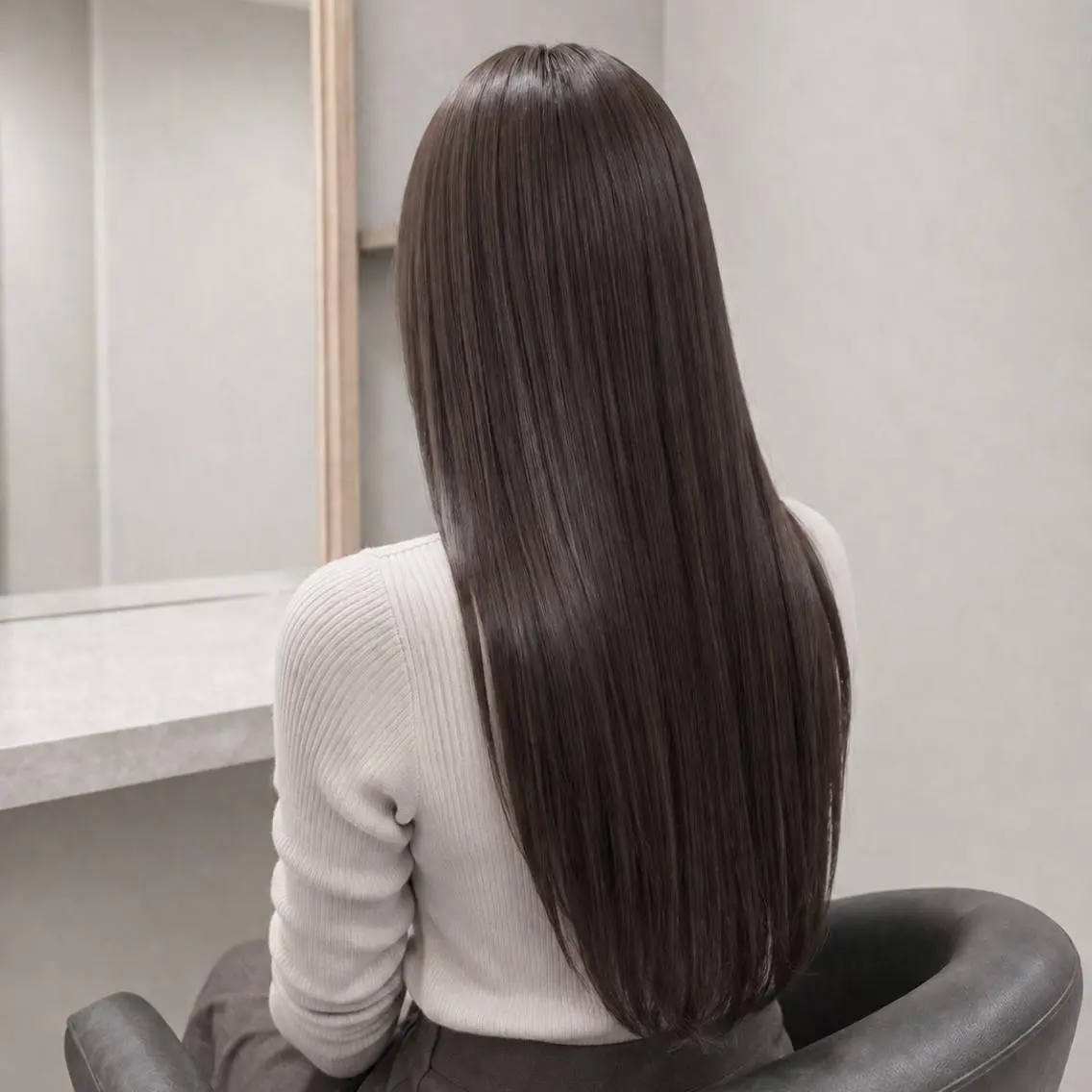【モデル限定】艶髪ダークワンカラー（暗髪・地毛風・ブラック・ダークグレー・ネイビーなど）の写真