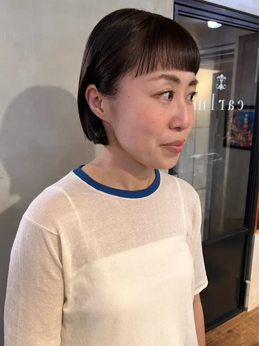 ショート カラー ショートボブ ボブ ショートヘア カット ヘアカラー ヘッドスパ 薬院:今泉/上川美幸 ボブ/顔周りレイヤーのヘアスタイル