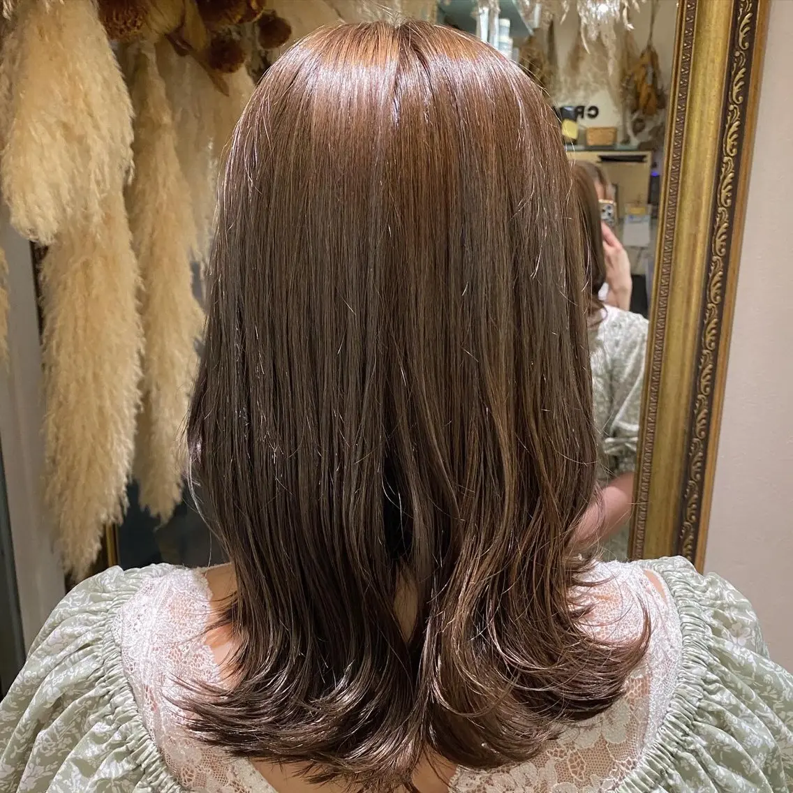 ミディアム カラー ヘアカラー 透明感カラー/韓国 ヘア🩶yuri🩵のヘアスタイル