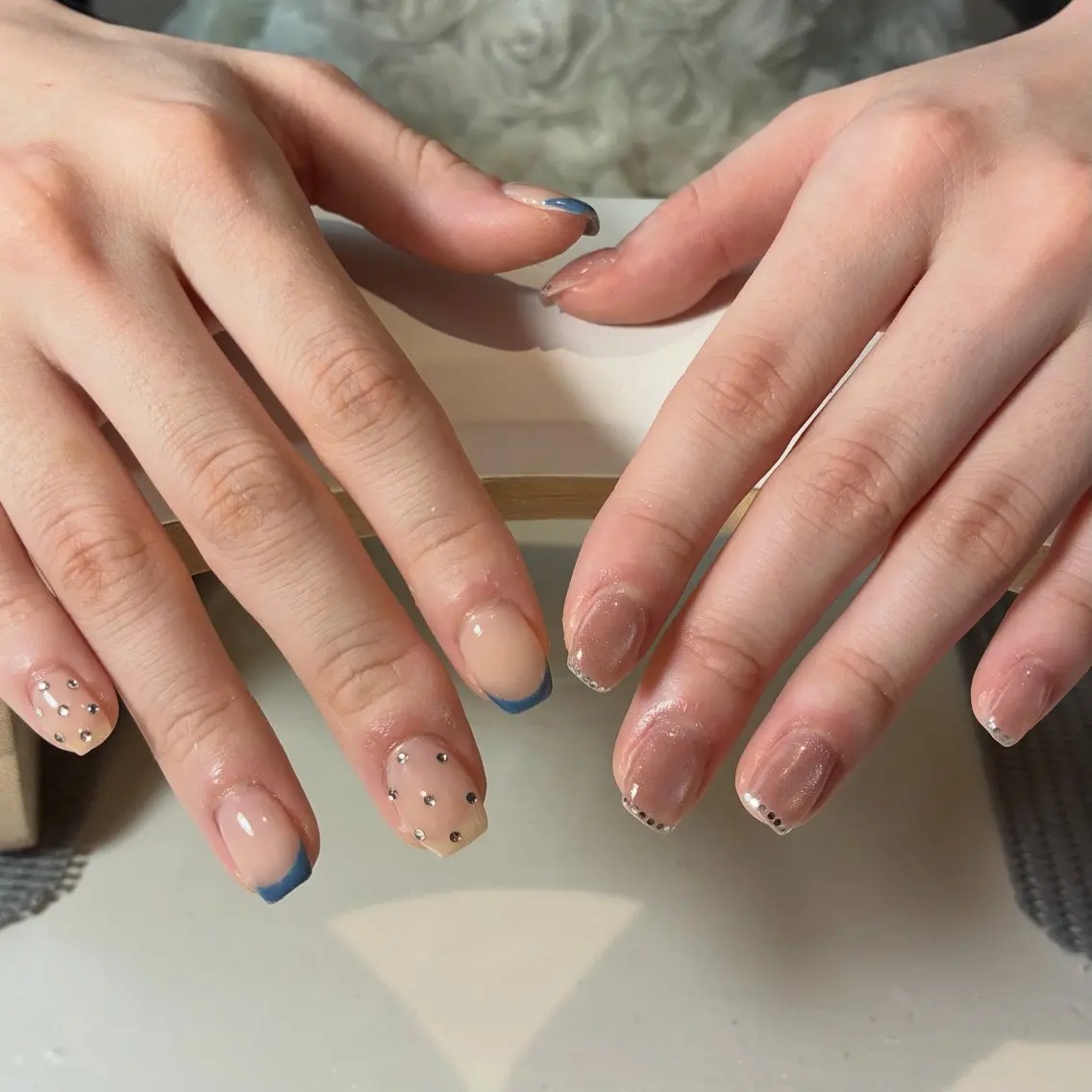 ネイル ブルー フレンチネイル 持ち込み milimili アンナのネイルデザイン